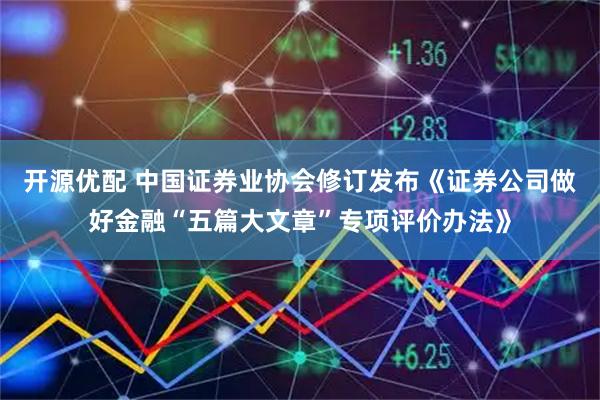 开源优配 中国证券业协会修订发布《证券公司做好金融“五篇大文章”专项评价办法》