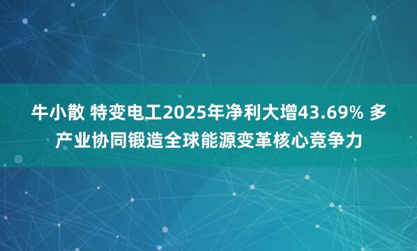 牛小散 特变电工2025年净利大增43.69% 多产业协同锻造全球能源变革核心竞争力