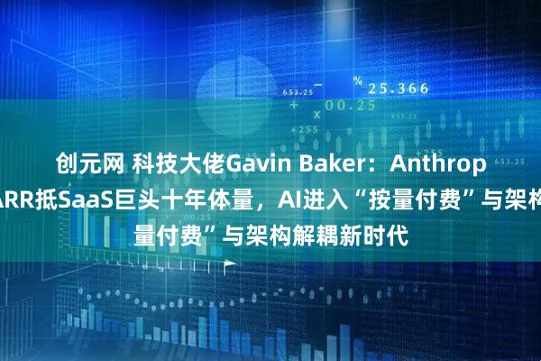 创元网 科技大佬Gavin Baker：Anthropic单月新增ARR抵SaaS巨头十年体量，AI进入“按量付费”与架构解耦新时代